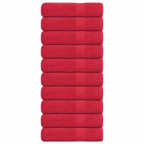 Bath Towels 10 pcs Red 100x150 cm 360 gsm 100% Cotton