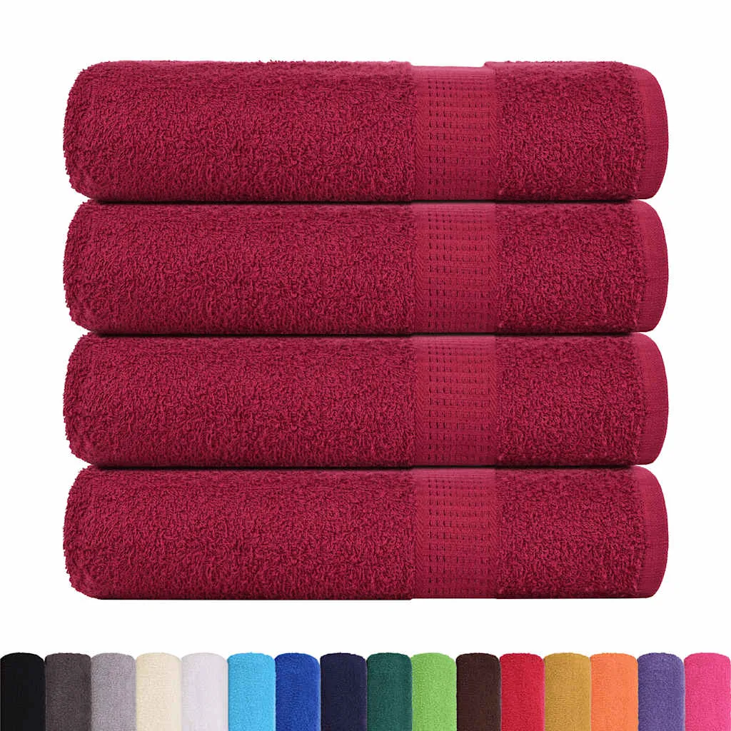 Bath Towels 4 pcs Bordeaux 100x150 cm 360 gsm 100% Cotton