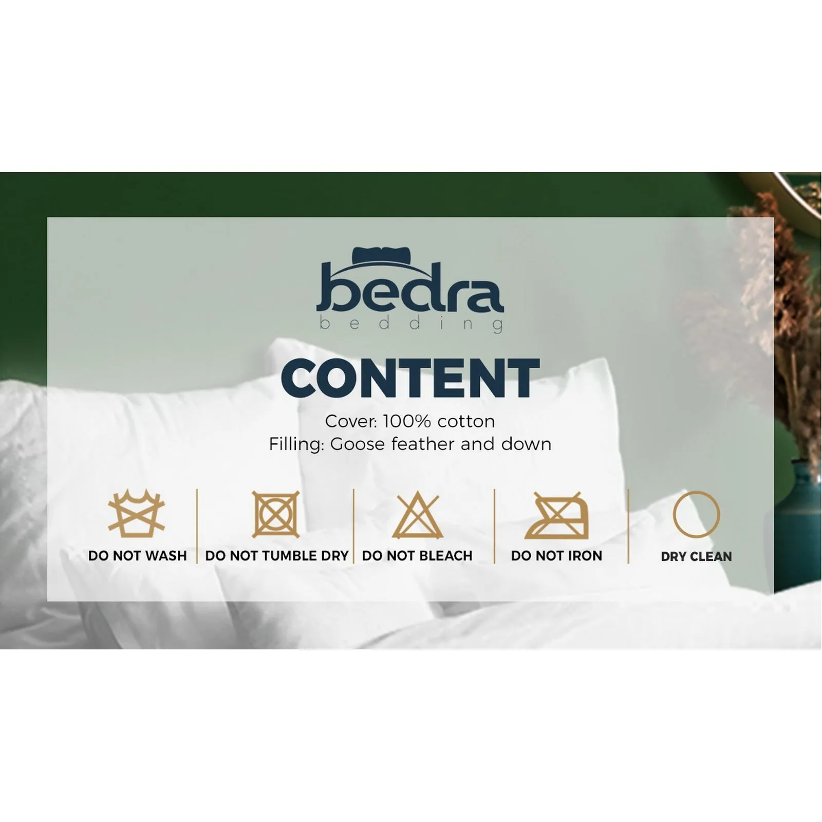 Bedra Bedding Pillow Goose Feather Down Pillows Twin Pack Standard Size Hotel