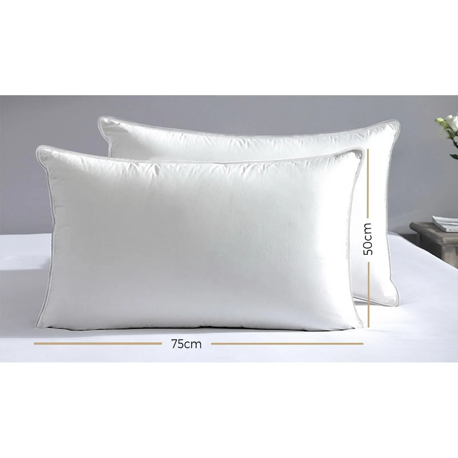 Bedra Bedding Pillow Goose Feather Down Pillows Twin Pack Standard Size Hotel