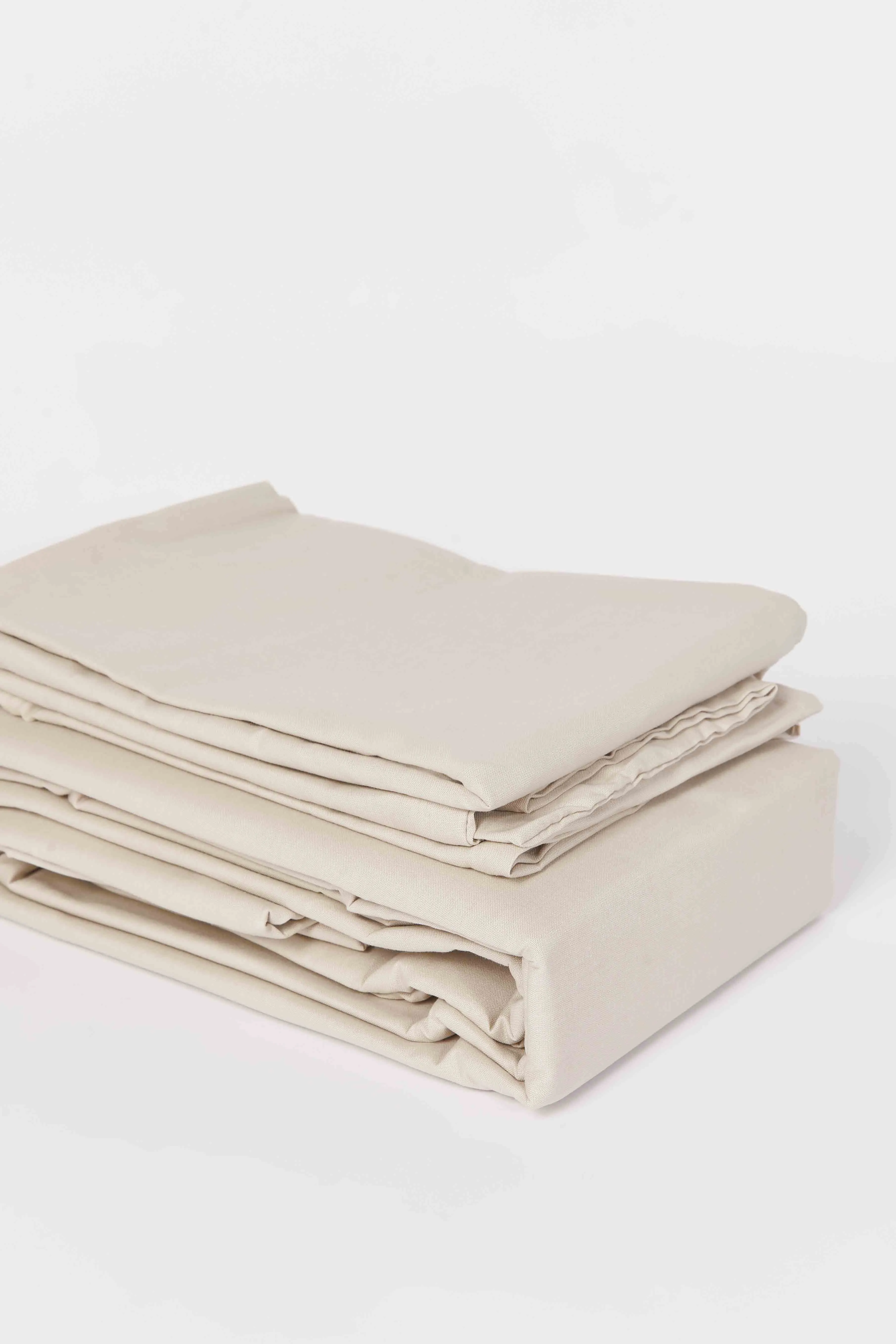 Beige Solid Flat Sheet (King Size)