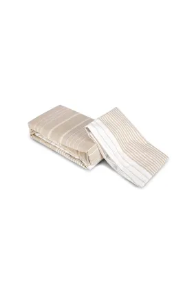 Beige Striped Flat Sheet 2 Piece Set (Single Size)