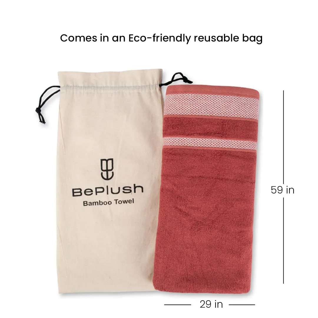 BePlush Zero Twist Bamboo Towels for Bath | Ultra Soft, Highly Absorbent, Quick Dry, Anti Bacterial Bamboo Bath Towel for Men & Women || 450 GSM, 29 x 59 Inches (1, Rust)