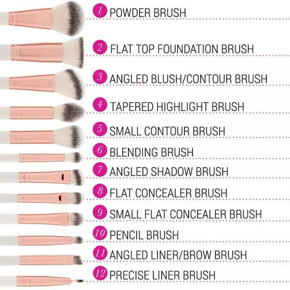 Bh Cosmetics Rose Romance 12 Piece Brush Set