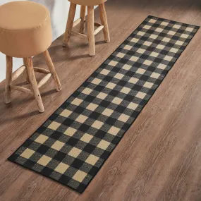 Black Check Polyester Rug/Runner Rect 22x96