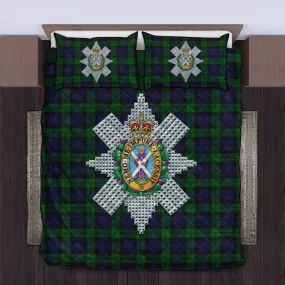 Black Watch Tartan Quilt Bed Set with Family Crest