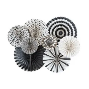 Black, White & Silver Fan Set