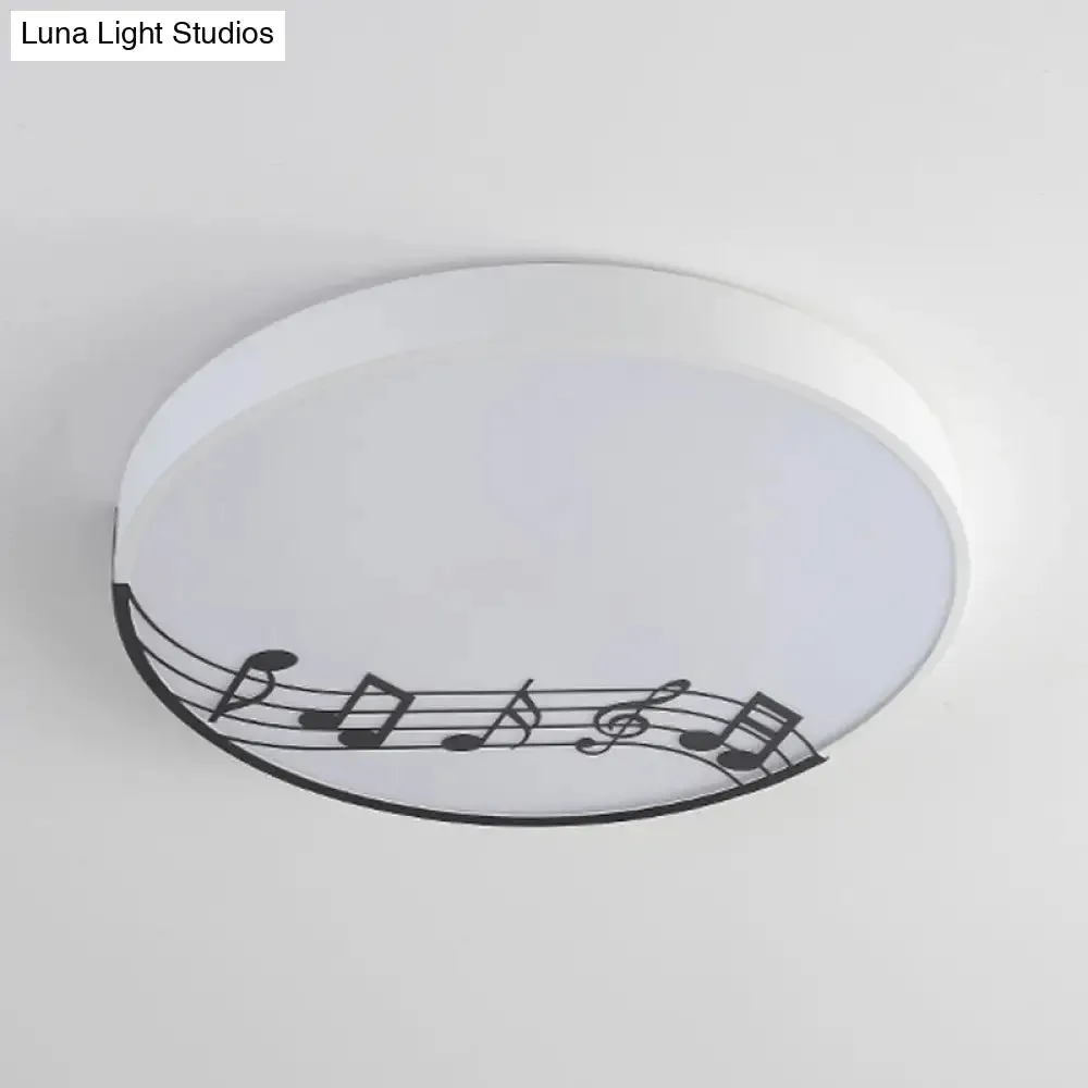 Black/White Macaron Disc LED Ceiling Flushmount Light with Rhythm Pattern - Sleek & Stylish