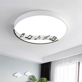 Black/White Macaron Disc LED Ceiling Flushmount Light with Rhythm Pattern - Sleek & Stylish