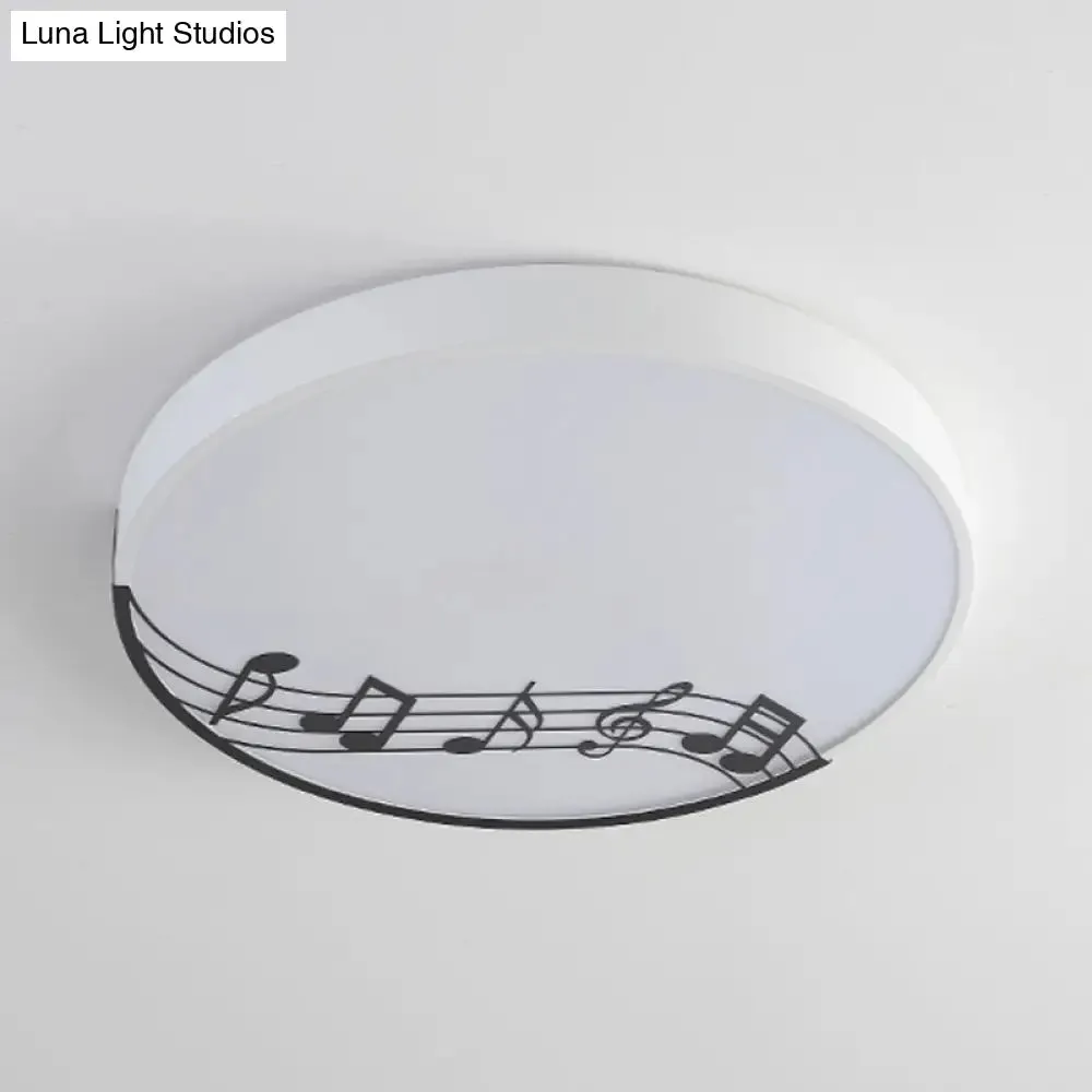 Black/White Macaron Disc LED Ceiling Flushmount Light with Rhythm Pattern - Sleek & Stylish