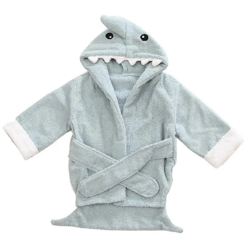 Blue Shark Baby Bath Towels Mouse Newborn Blanket Bedding Swaddle Animal Bebe Bathrobe Hooded Bathing Towel baby stuff