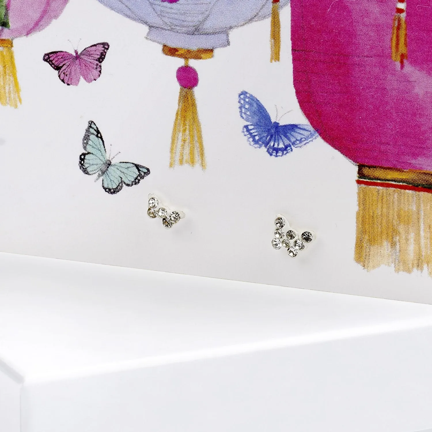 Boxed Butterflies & Lanterns Silver Earring Card