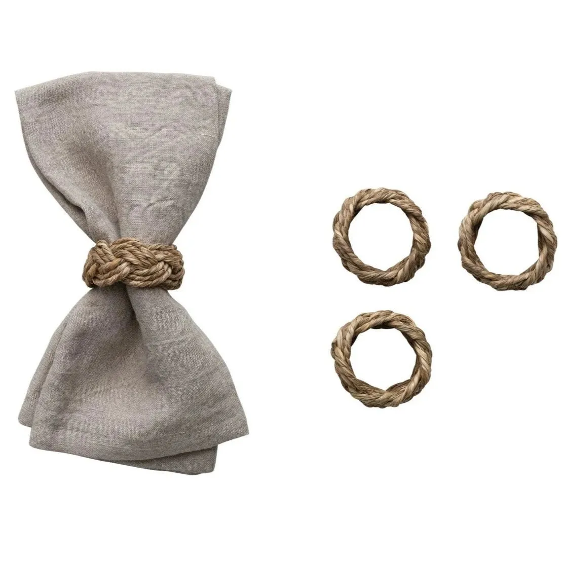 Braided Seagrass Napkin Ring Set