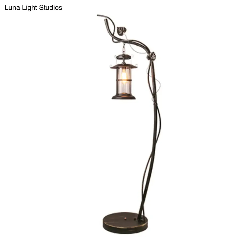 Brass Floor Lamp with Clear Glass Shade, Ideal for Living Room – 1 Head Standing Lighting Warehouse Lantern