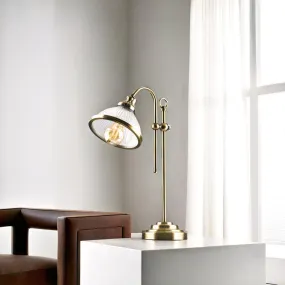 Brass Ribbed Glass Adjustable Table Lamp