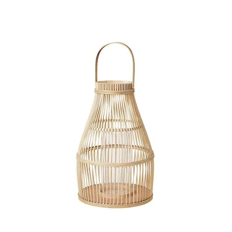 Broste Bamboo Wooden Lantern "Birdy"- Natural - Two Sizes