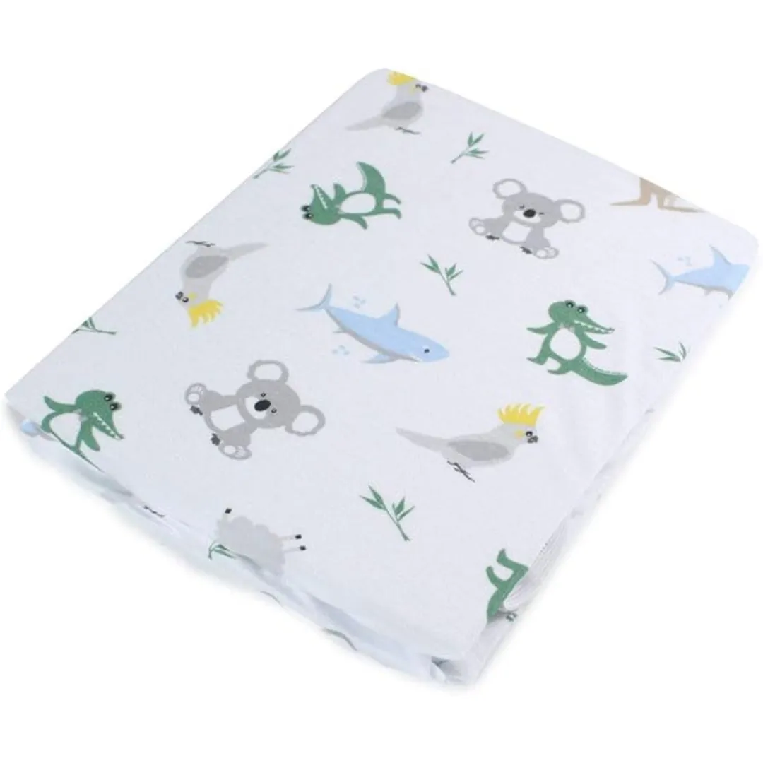 Bubba Blue Aussie Animals Jersey Cot Fitted Sheet (77x135x19cm)