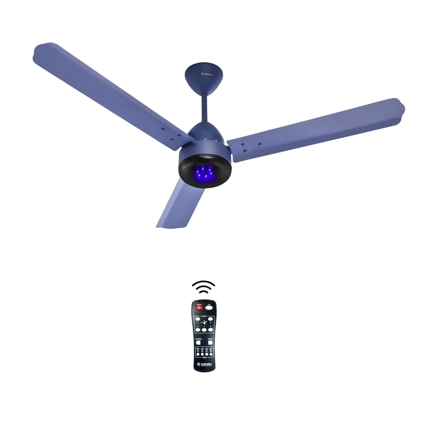 Candes Majestic BLDC LED Ceiling Fan 1200mm / 48 inch | BEE 5 Star Rated, Upto 65% Energy Saving, High Air Delivery & High Speed Ceiling Fans for Home | 2 1 Years Warranty (Blue Black)