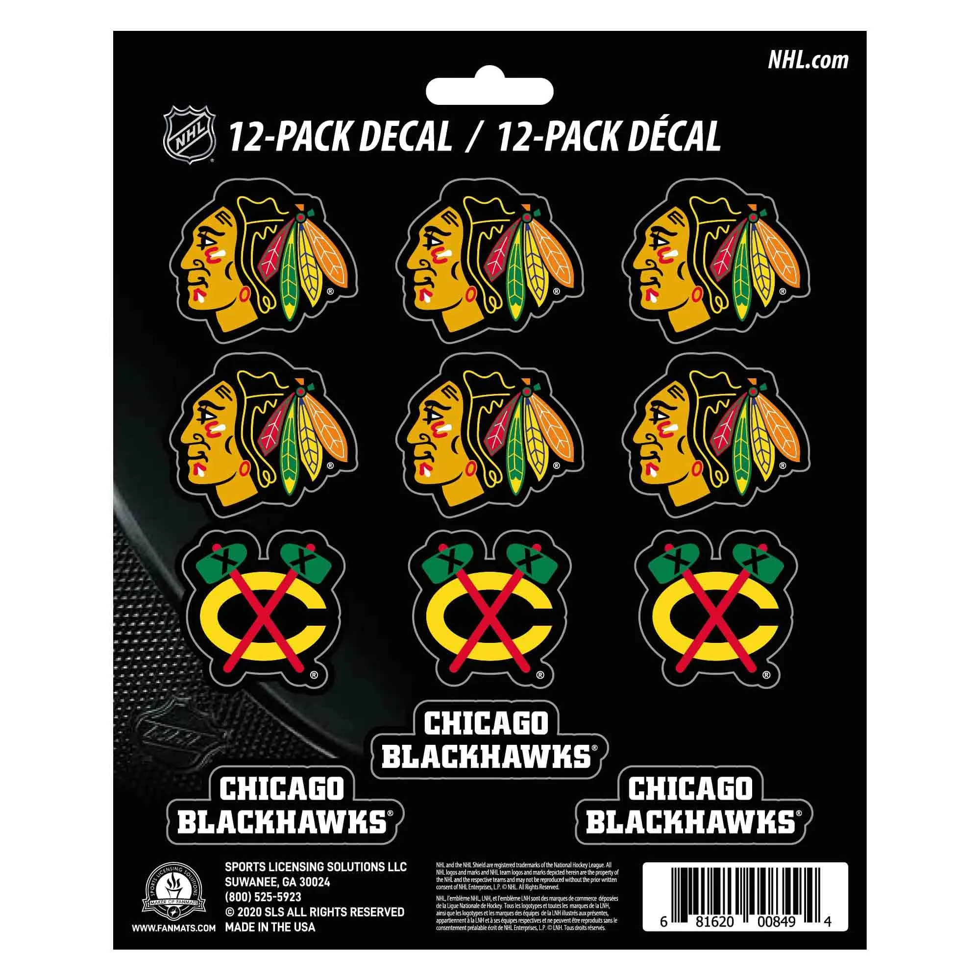 Chicago Blackhawks 12 Count Mini Decal Sticker Pack