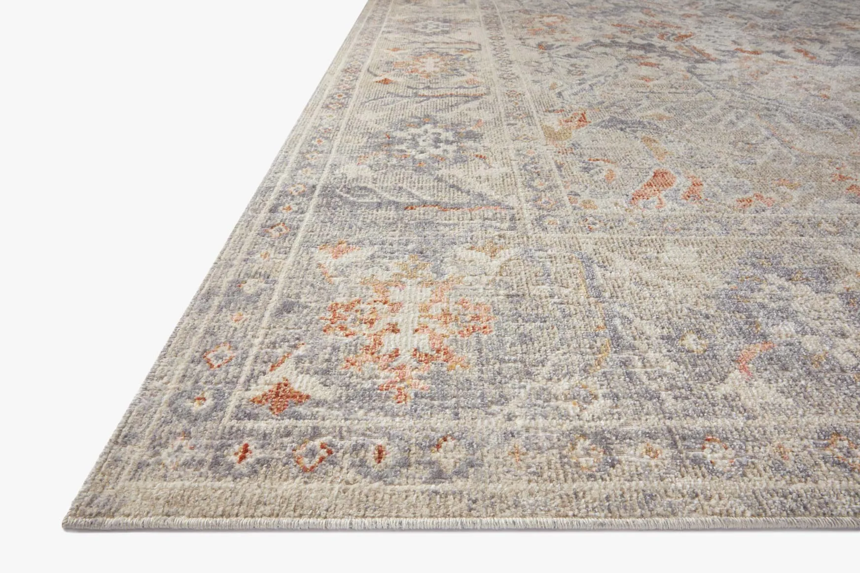 Chris Loves Julia x Loloi - Rosemarie Collection - Traditional Power Loomed Rug in Oatmeal & Lavender (ROE-05)