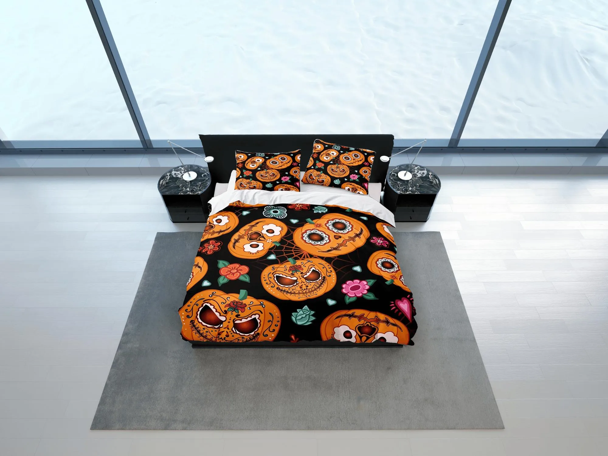 Cinco de mayo style pumpkin halloween full size bedding & pillowcase, duvet cover set dorm bedding, nursery toddler bedding, halloween gift