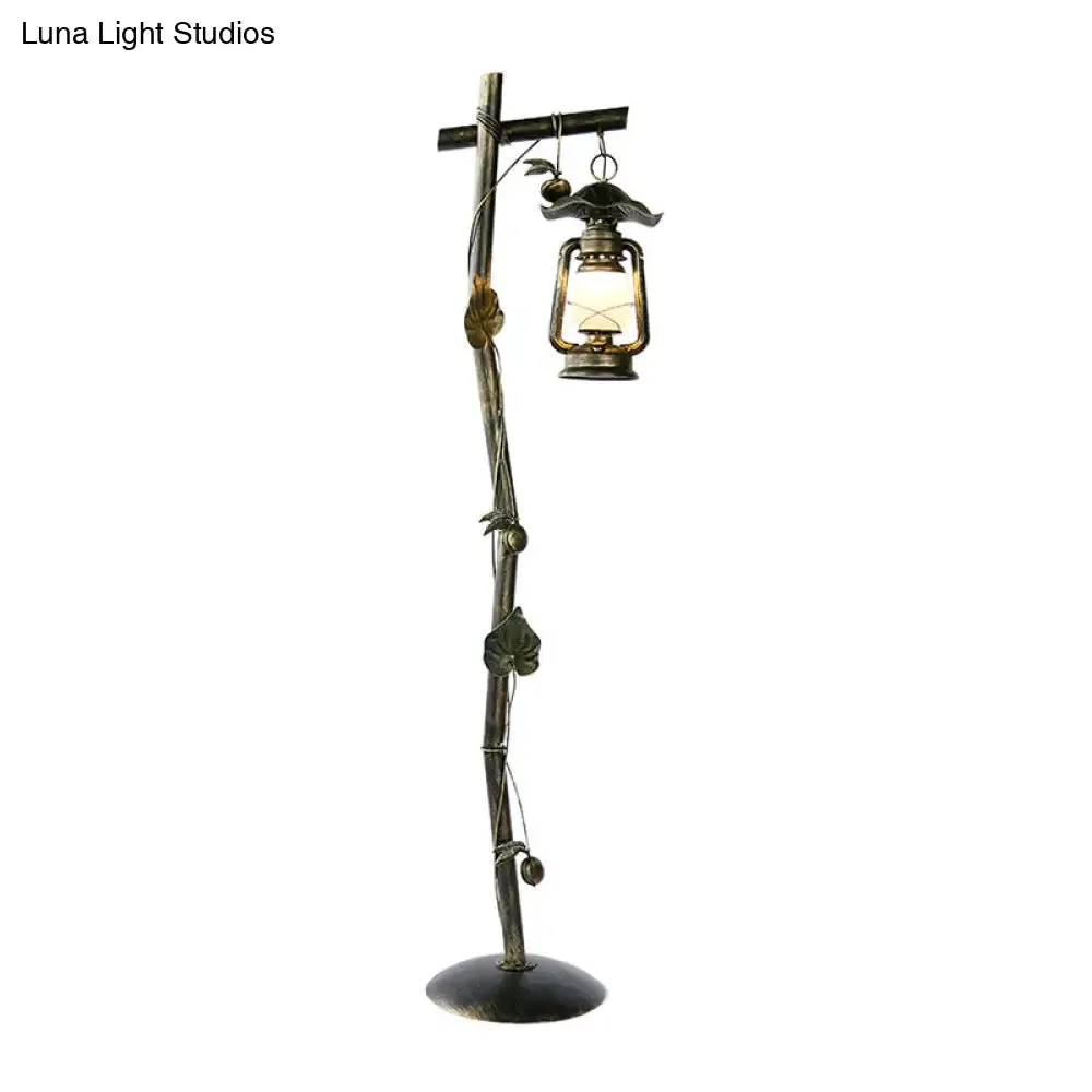 Classic Bronze Tree Shaped Floor Light with Oil Lamp Design for Study Room - 1-Light Metal Standing Lamp