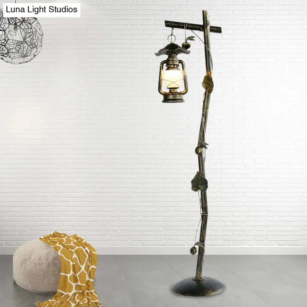 Classic Bronze Tree Shaped Floor Light with Oil Lamp Design for Study Room - 1-Light Metal Standing Lamp