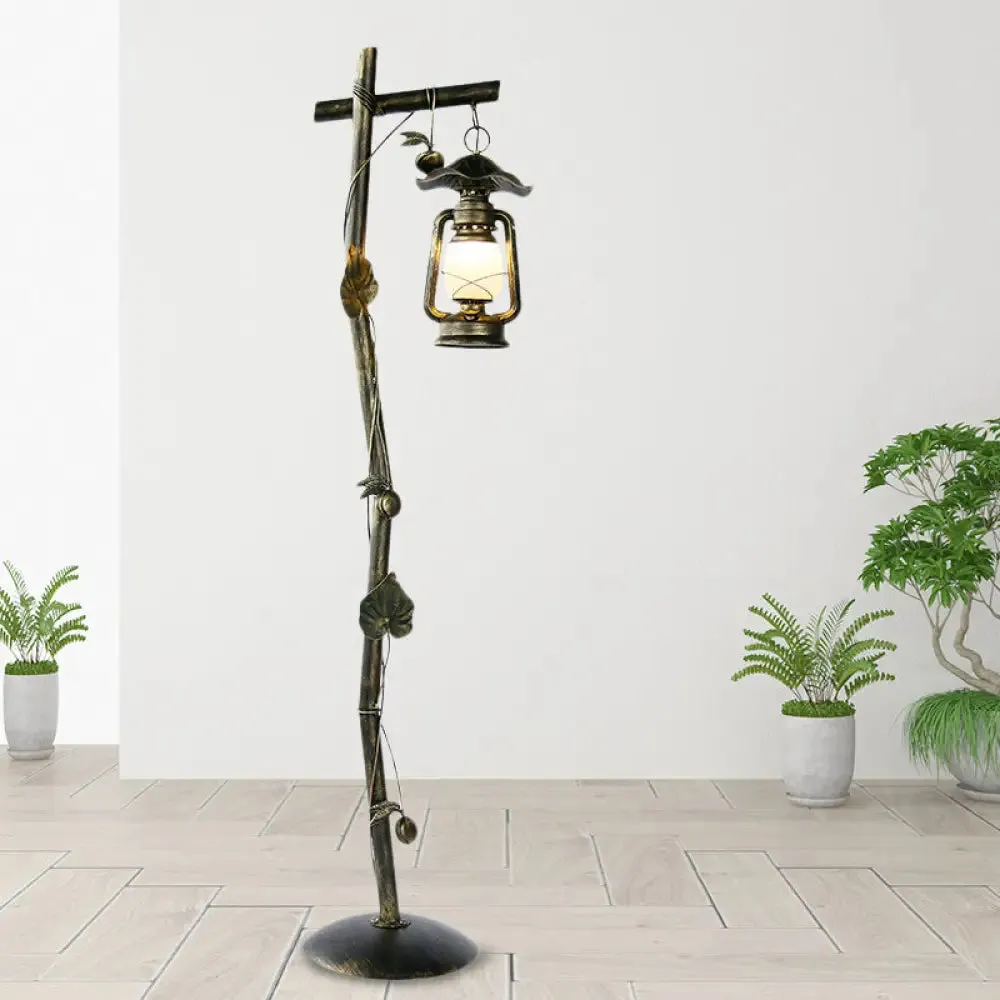 Classic Bronze Tree Shaped Floor Light with Oil Lamp Design for Study Room - 1-Light Metal Standing Lamp