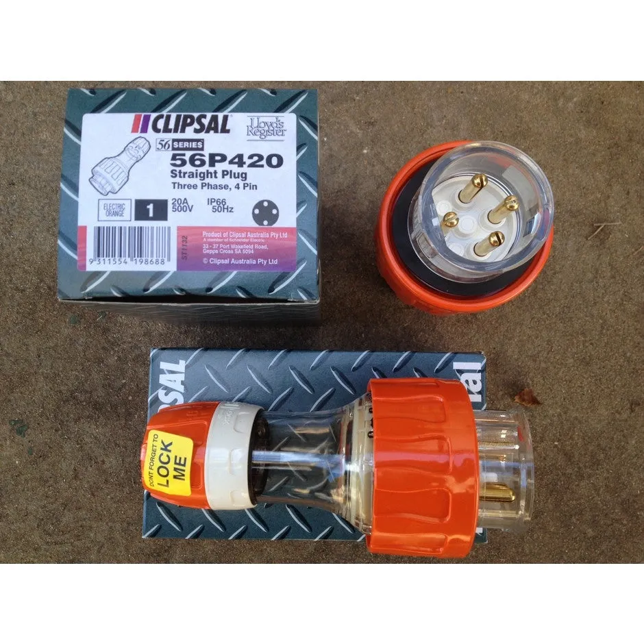 Clipsal 3 Phase 4 Pin 415 Volts 20 Amp Rewireable Plug For Portable Equipment