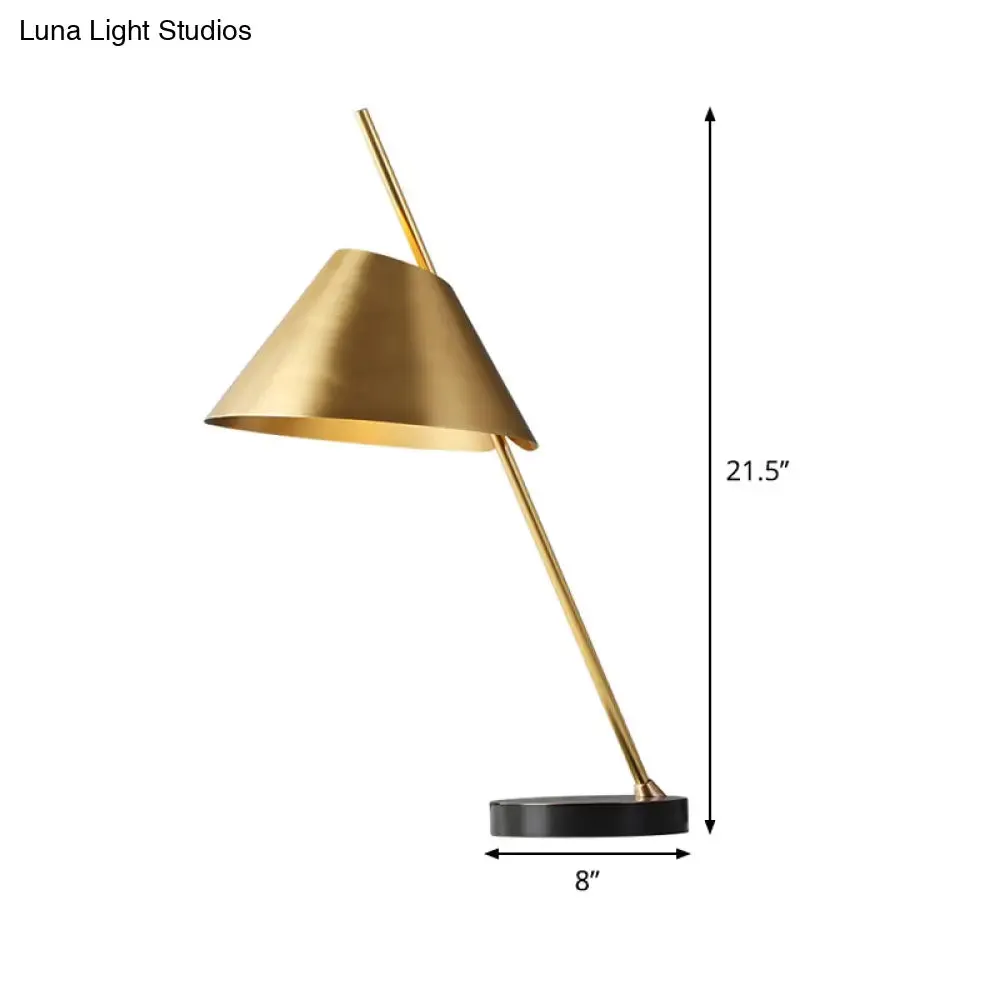 Contemporary Brass Conical Nightstand Lamp with Metal 1-Head Night Lighting – Perfect for Bedrooms