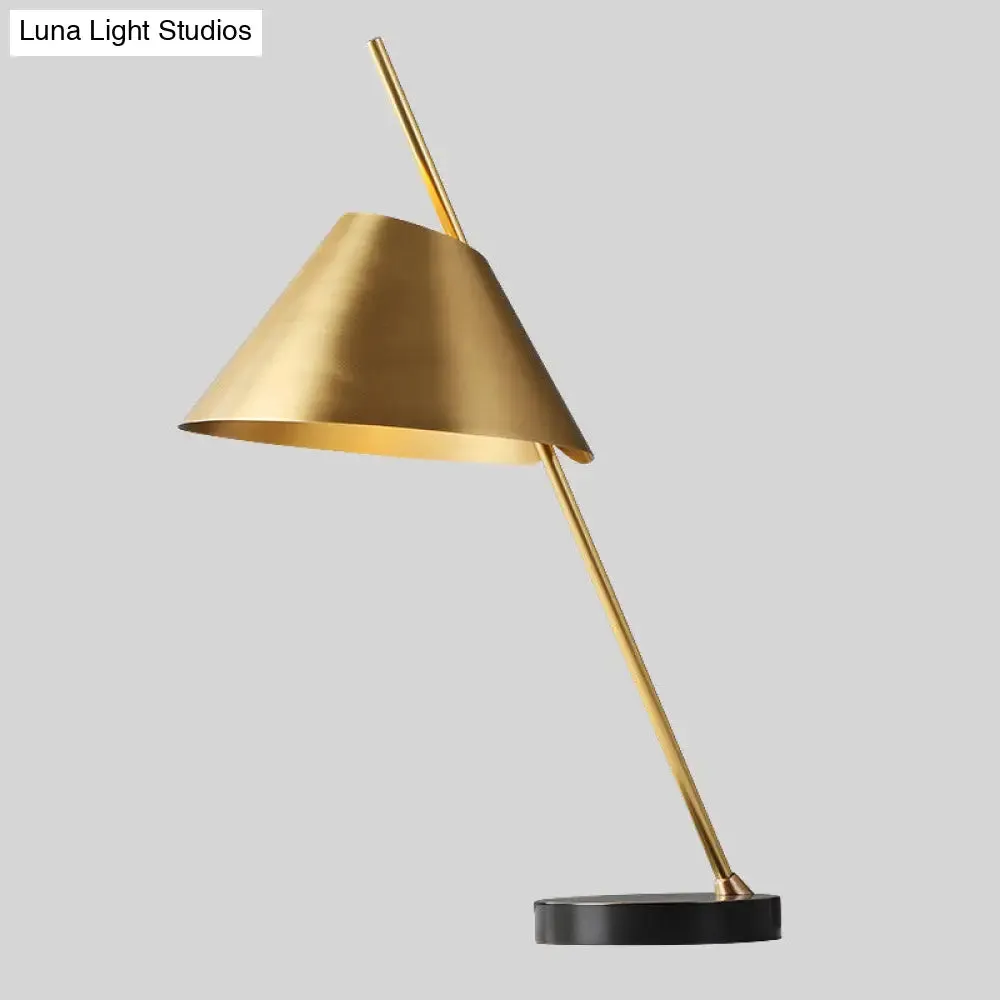 Contemporary Brass Conical Nightstand Lamp with Metal 1-Head Night Lighting – Perfect for Bedrooms