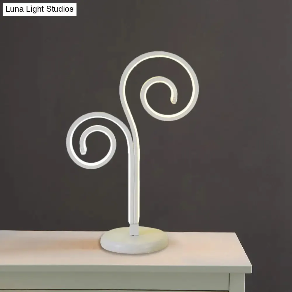 Contemporary Metallic Swirling Nightstand Lamp - Black/White/Gold LED Desk Light