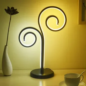 Contemporary Metallic Swirling Nightstand Lamp - Black/White/Gold LED Desk Light