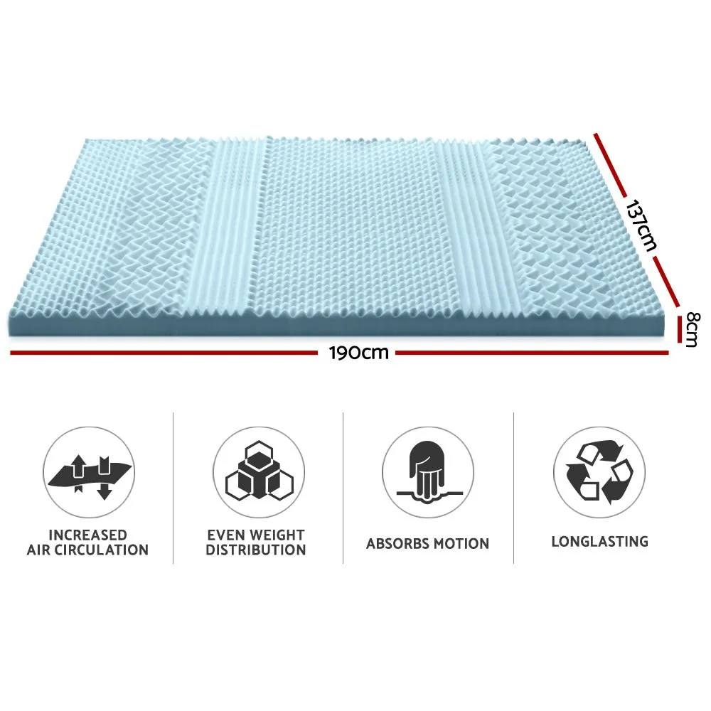 Cool Gel 7-zone Memory Foam Mattress Topper w/Bamboo Cover 8cm - Double