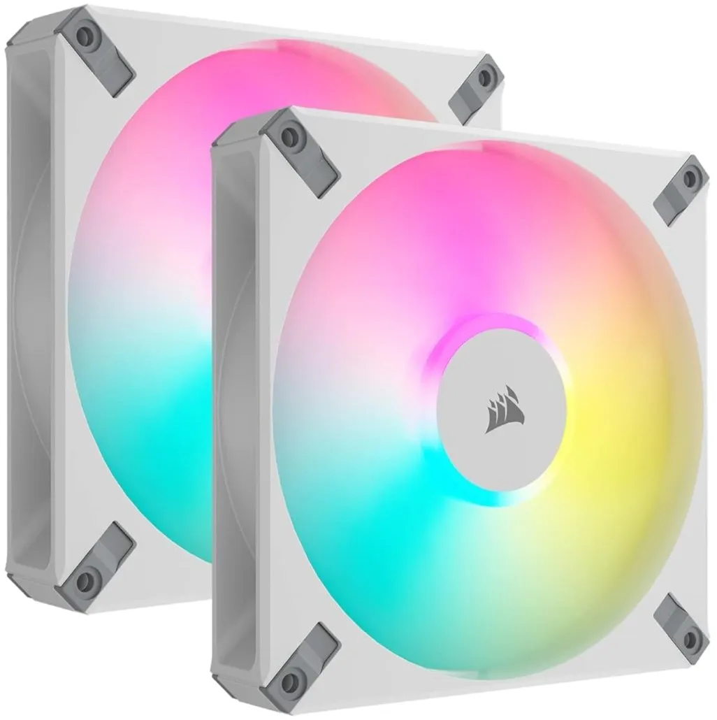 Corsair iCUE AF140 RGB ELITE 140mm PWM Dual Fan Kit 連 iCUE Lighting Node CORE RGB 控制器 - White 白色 (Twin Pack 兩件裝) CO-9050160-WW