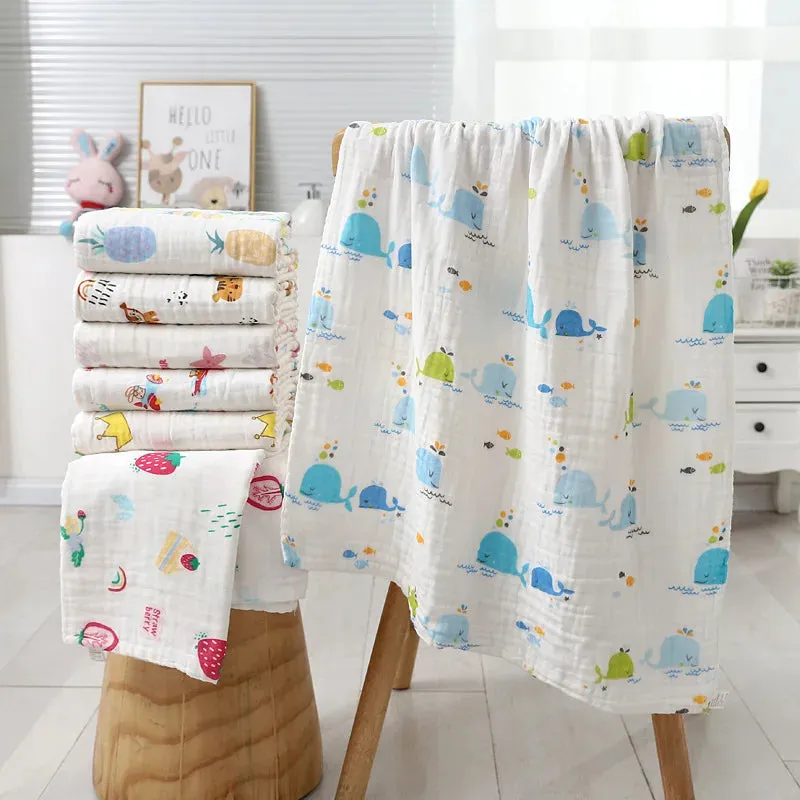 Cotton Baby Bath Towel Boys Girls Towel Blanket For Newborn Baby Bathrobe 4 Layers Gauze Washcloth Infant Swaddle