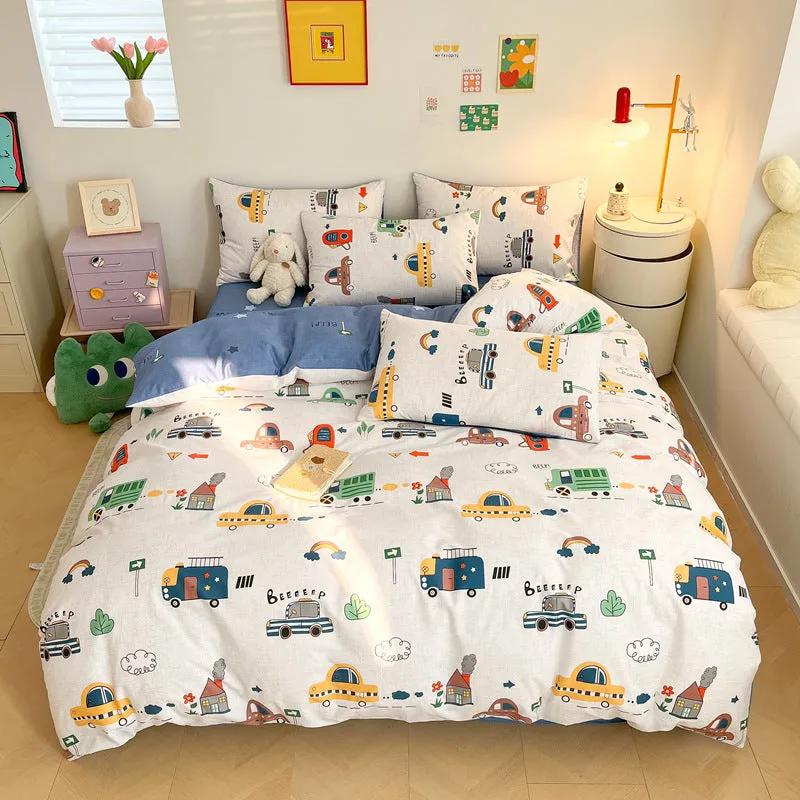 Cotton Cartoon Car Bedding Set