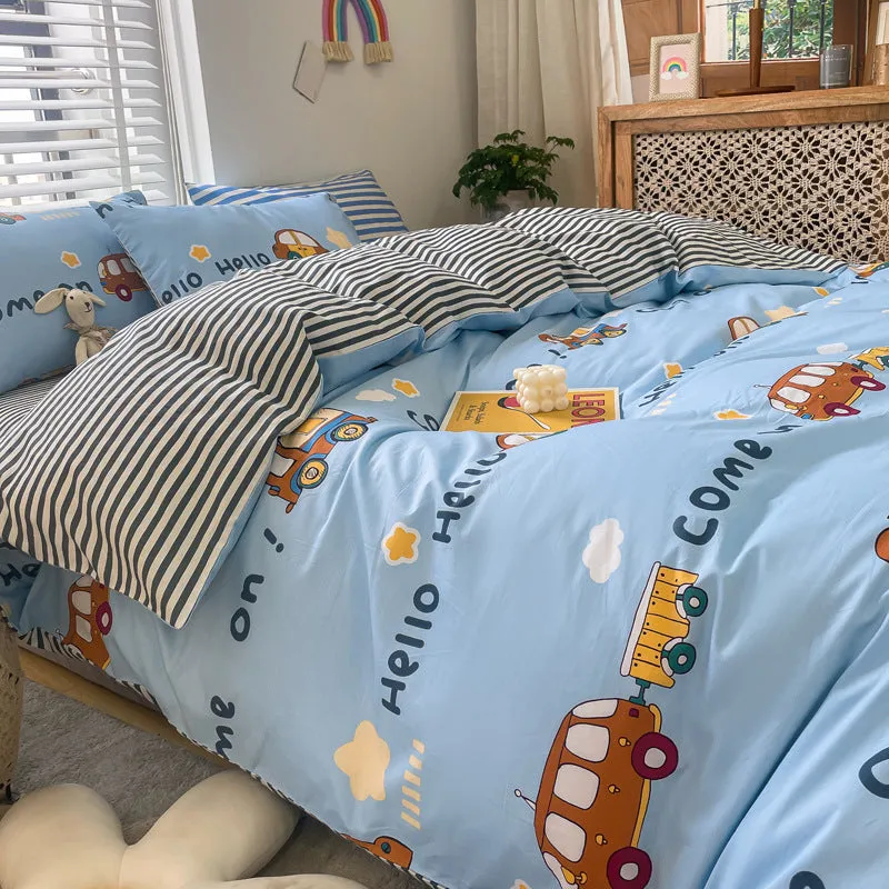 Cotton Cartoon Car Bedding Set