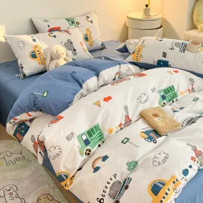 Cotton Cartoon Car Bedding Set