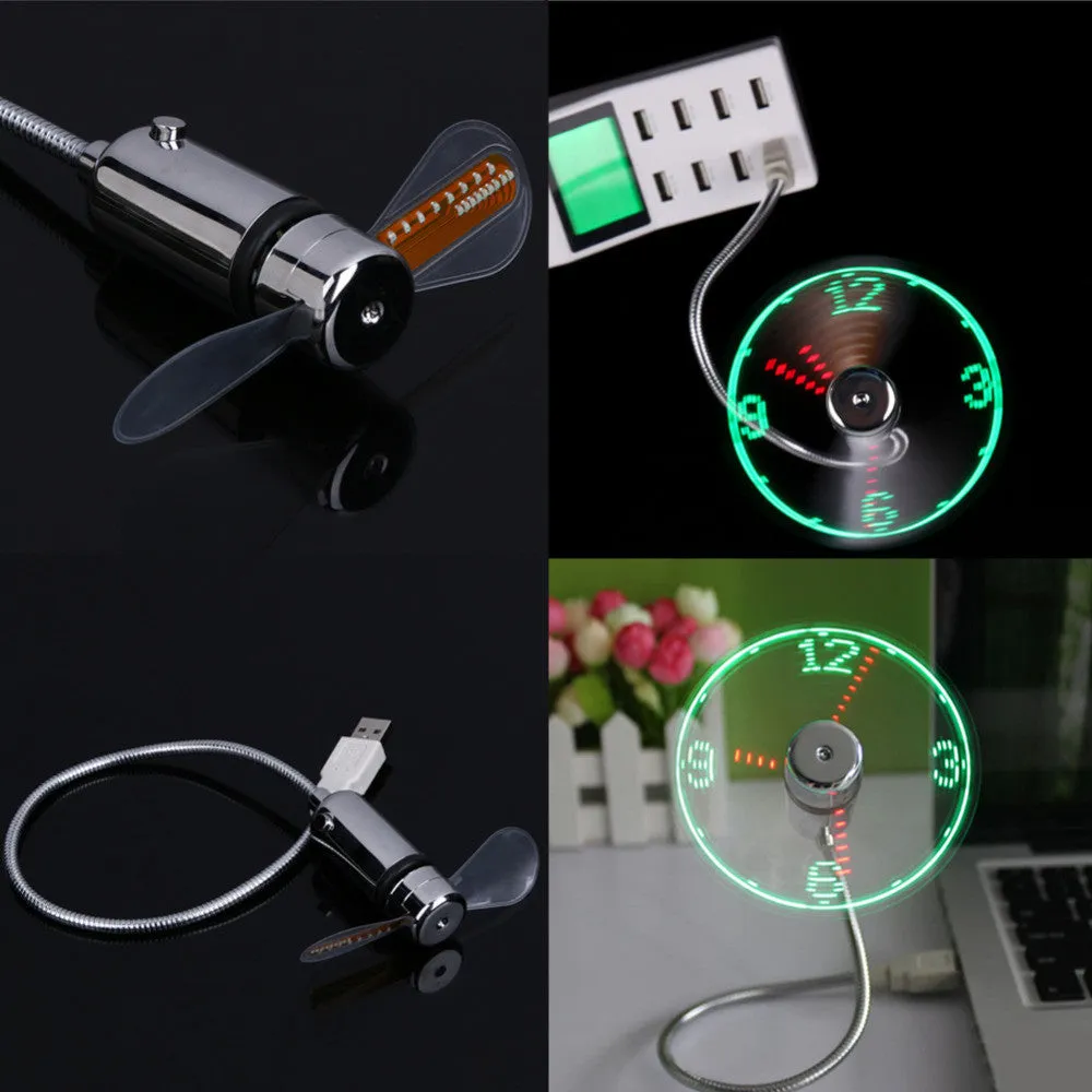 Creative Hot selling USB Mini Flexible Time LED Clock Fan with LED Light - Cool Gadget Wholesale