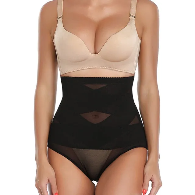 CrissCross Extra-Firm High-Waisted Tummy Control Mesh Briefs