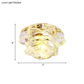 Crystal LED Flower Ceiling Light for Porch - Flush Mount with Warm/White/Multi-Color Options