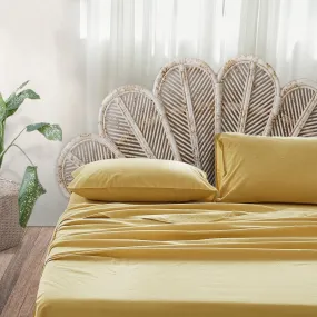 Deluxe Sheet Set Bed Sheets Set Single Flat Cover Pillow Case Yellow Essential