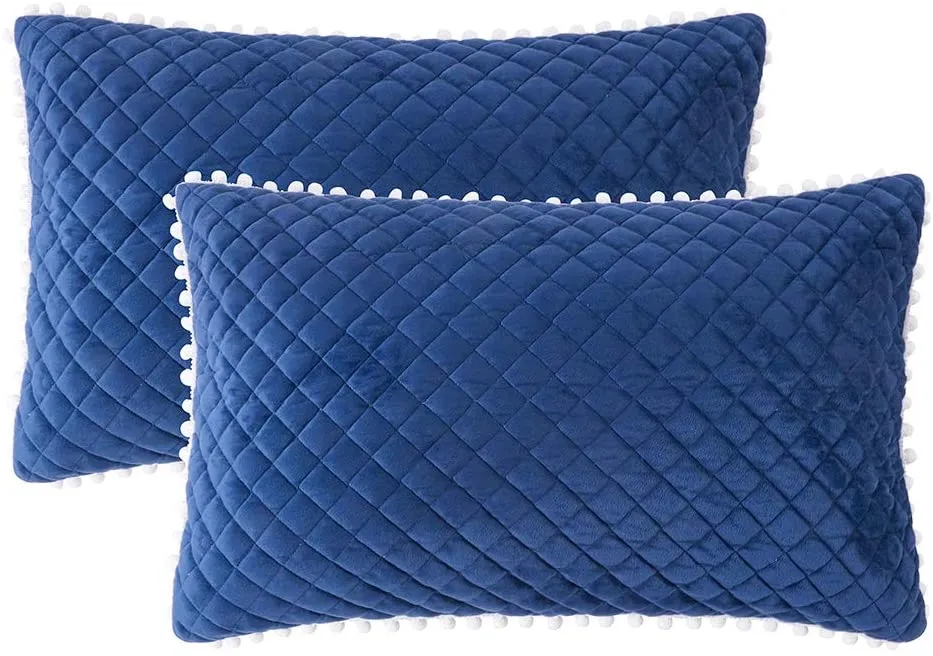 Diamond Blue Pom Pom Pillows