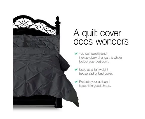 Diamond Pintuck Quilt Cover Set - Black