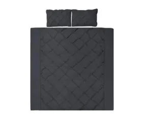 Diamond Pintuck Quilt Cover Set - Black