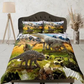 Dinosaur bedding, adult duvet cover, dorm bedding, teen boys bedding set full, animal prints duvet cover set, dinosaur gift, outdoor scenery