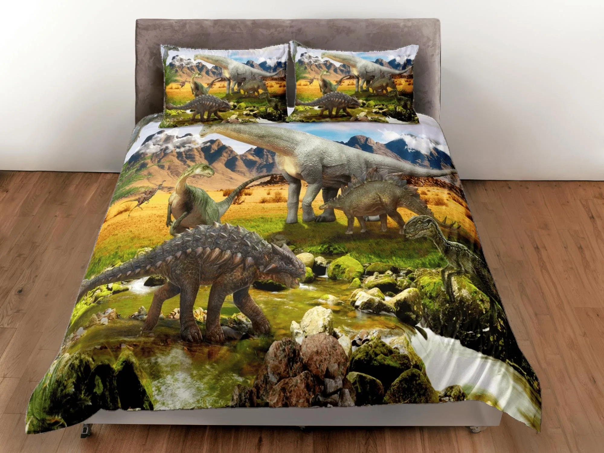 Dinosaur bedding, adult duvet cover, dorm bedding, teen boys bedding set full, animal prints duvet cover set, dinosaur gift, outdoor scenery