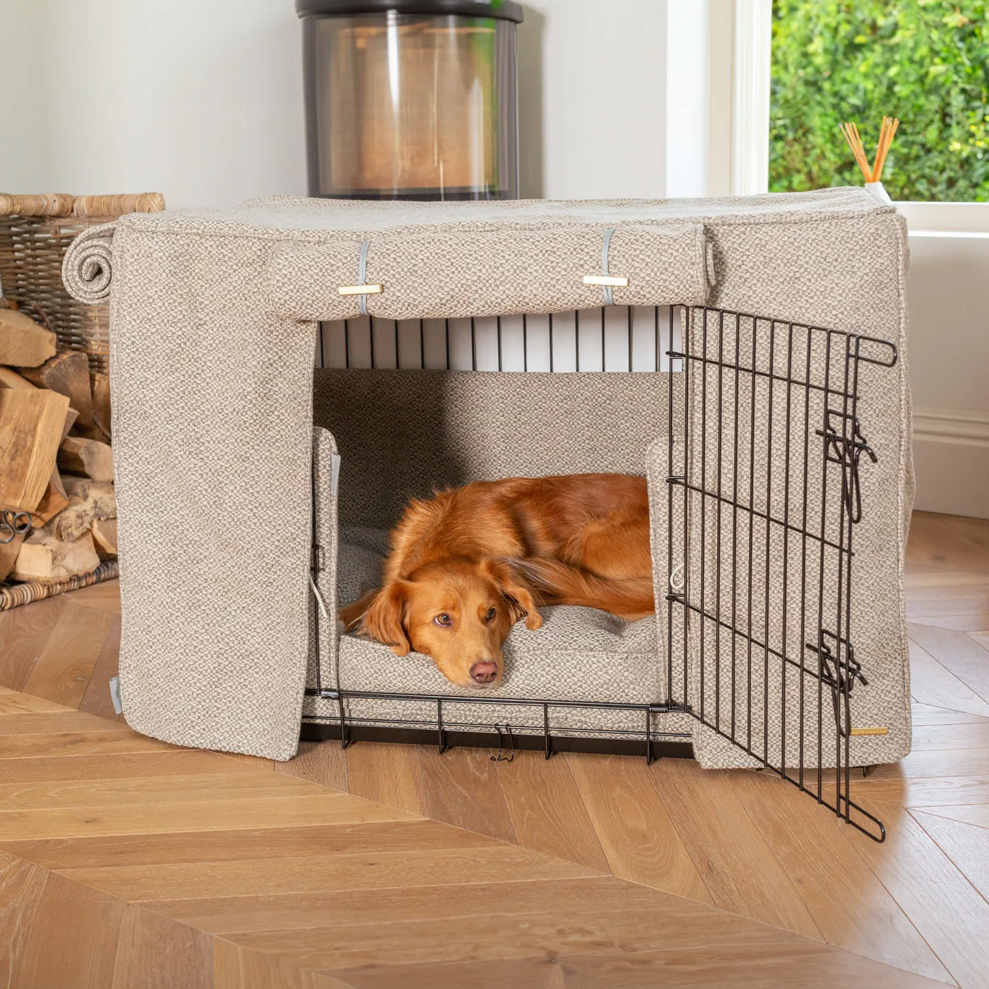 Dog Crate Set In Essentials Herdwick Pebble by Lords & Labradors