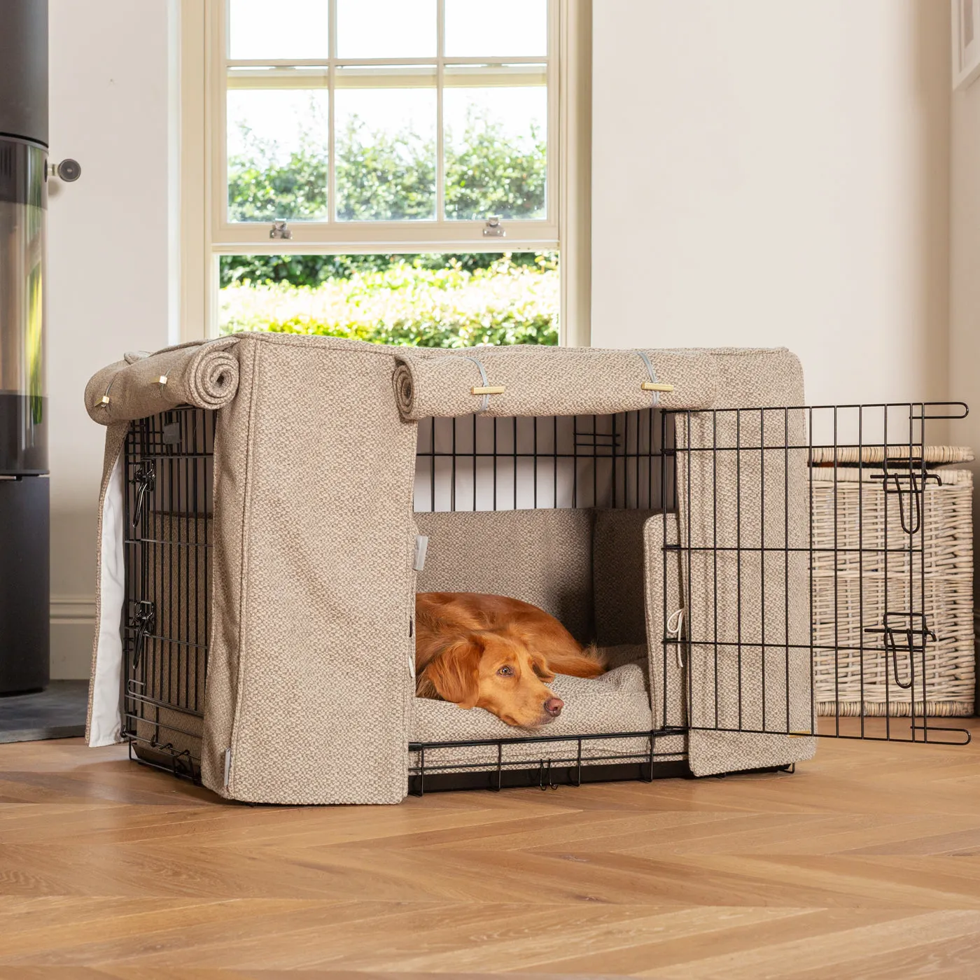 Dog Crate Set In Essentials Herdwick Pebble by Lords & Labradors